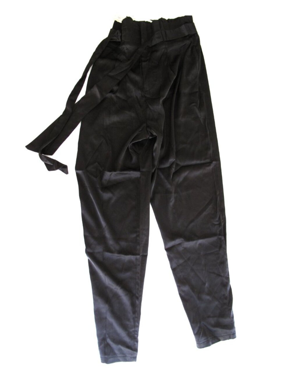 SHE+SKY Women PANTS trouser color Black size SMALL lightweight fabric SATIN feel